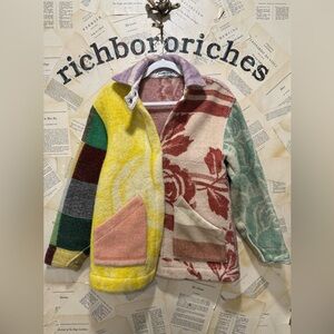 Free People Carleen One Of A Kind Ardmore Jacket Floral Colorblock Pockets